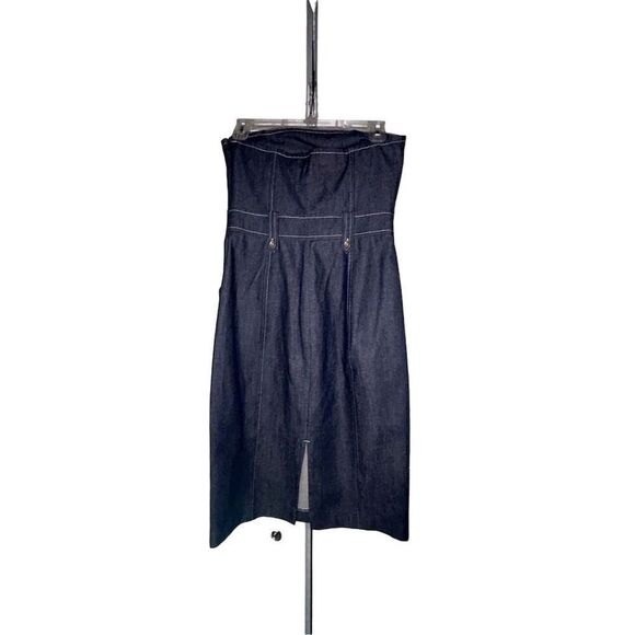 Express Strapless Denim Bodycon Midi Dress Blue Size 1/2 Women's Fashion - Picture 4 of 6